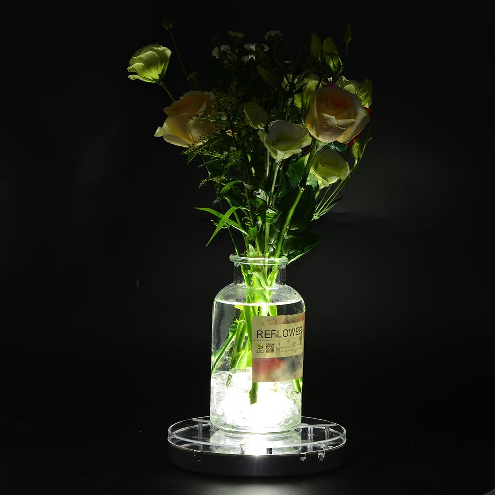 Under Vase LED Light Base Kitosun 8inch Multicolors RGBW 4in1 Rechargeable Remote Controlled Battery Operated LED Coaster for Wedding Party Events Vases, Crystals,Candelabra Decor Lighting