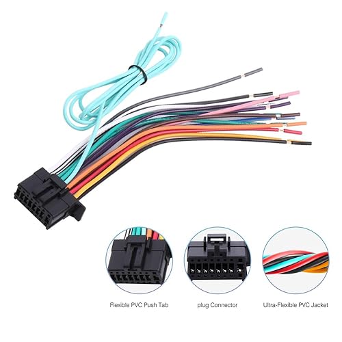 Miniatura 2 de E-Car Connection - Enchufe de arnés de cable de altavoz estéreo para PioneerPremier Aftermarket DVD Nav Radio DEH-X2700UI, AVH4000NEX, AVH4100NEX,