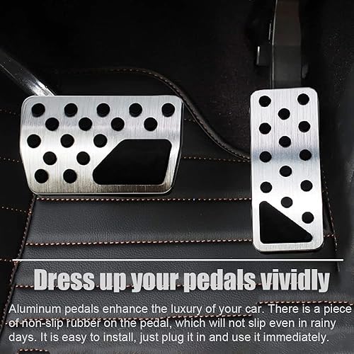 Miniatura 7 de Great-luck Fundas de pedal de acelerador de gas de aleación de aluminio, kit de accesorios de pastillas de freno antideslizantes sin perforación,