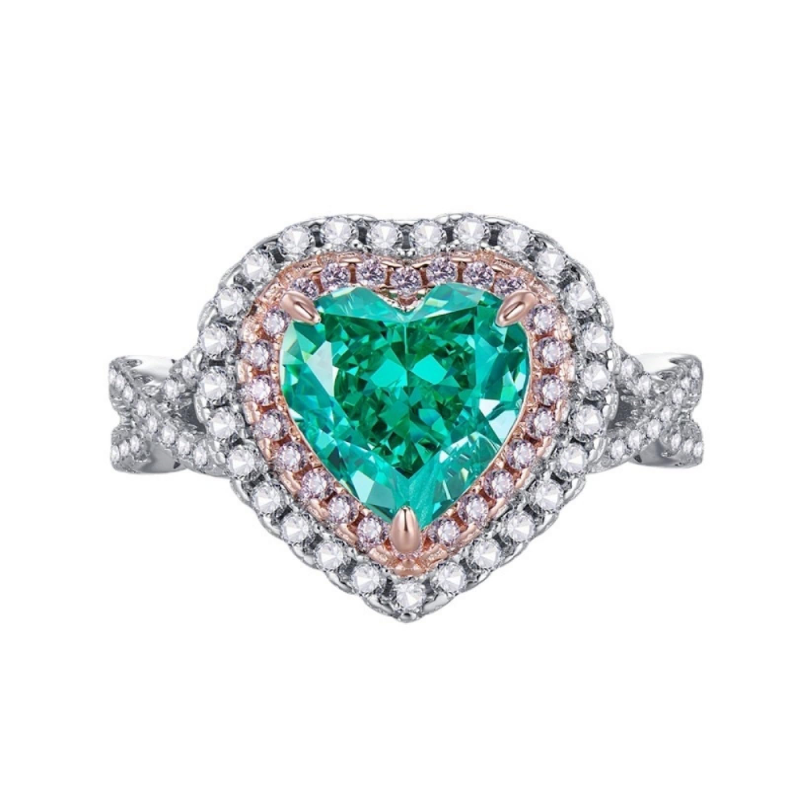 Bagues en argent sterling S925 cœur vert le cadeau romantique idéal