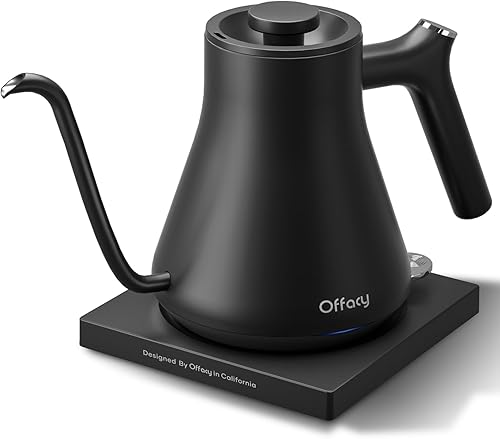 Hervidor eléctrico de cuello de cisne, café y té de vertido rápido, hervido rápido, acero inoxidable 304 premium, acabado negro mate