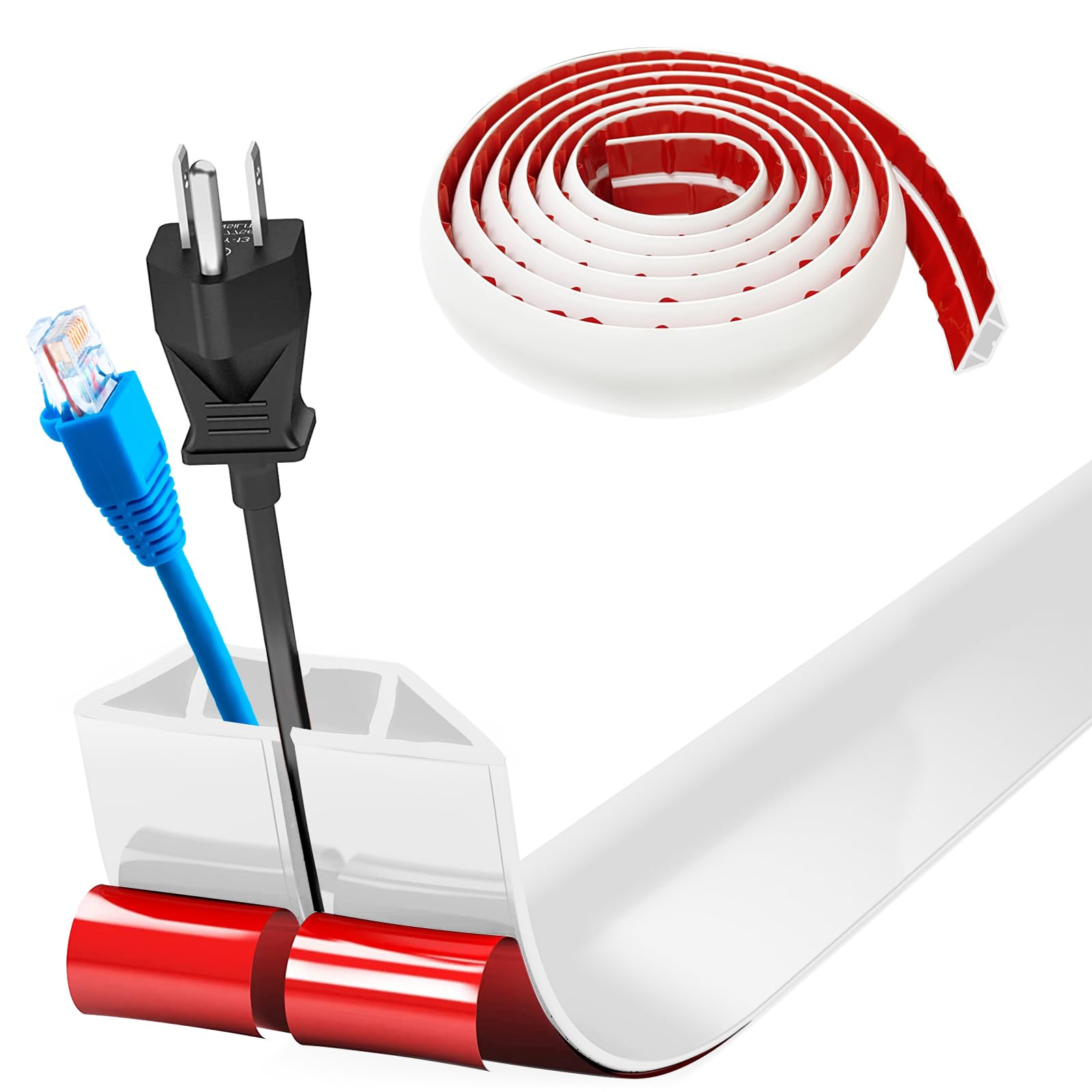 Pasacables Suelo, Canaleta Cables Suelo, 3.0M x2cm Protector de Cables para Suelo, Cubiertas de Suelo para Cables Autoadhesiva Montaje para Todos los Hogar, Oficina, Escuela,Almacén(Blanco-Redondeado) — view 18
