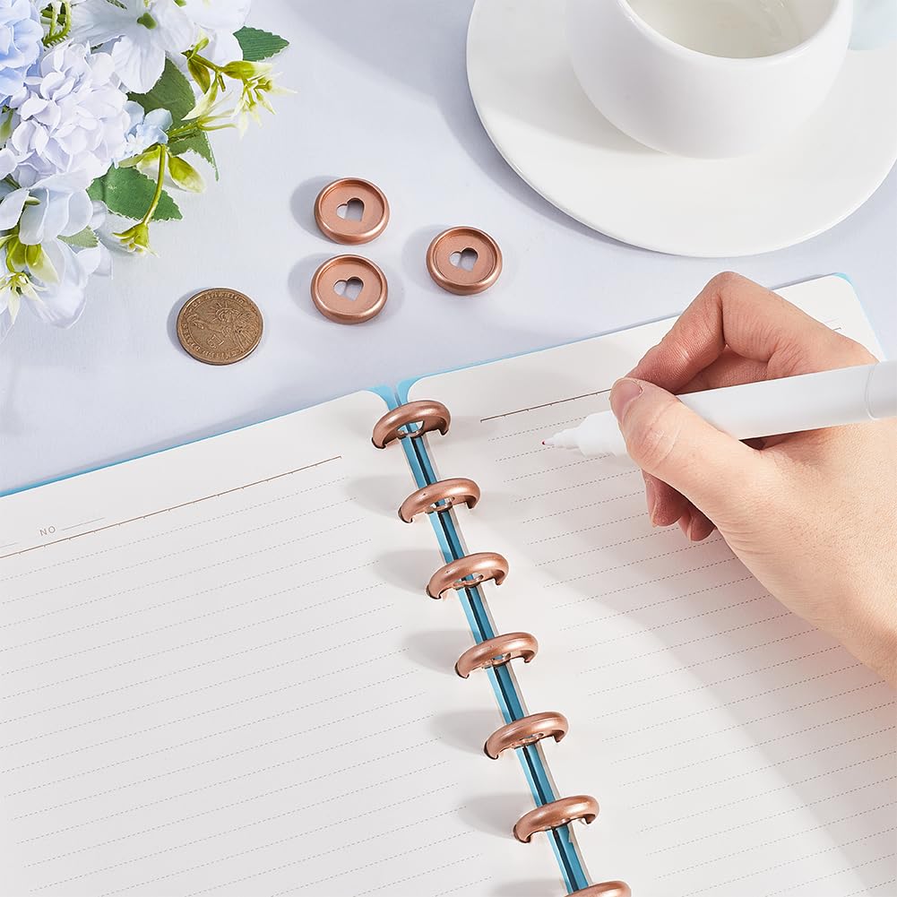 SOFPLATE 11Pcs 24mm Small Binder Discs Plastic Disc Notebook Round Hollow BurlyWood Heart Mushroom Hole Discbound Loose Leaf Binding Expander Ring for DIY Notebook Planner Scrapbooking Pages Artwork - Image 3
