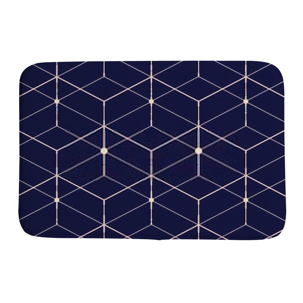 Tapis de bain antidérapant bleu marine et or ultra absorbant 80x50 cm en polaire microfibre