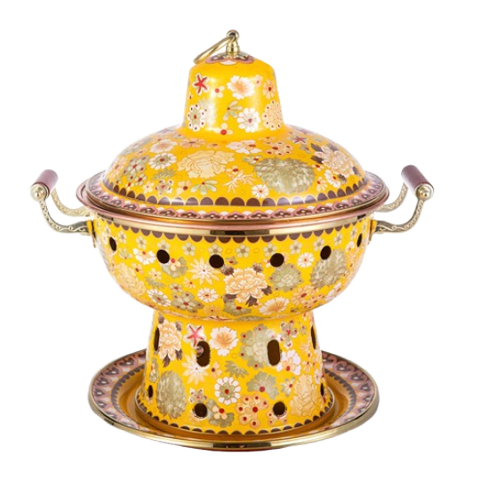 asdchZen Enamel Pot Cloisonne Hot Pot Buffet Hot Soup Pot Copper Single Person Hotpot Sturdy Home Use Shabu Pot Old Beijing Hot Pot,D,A