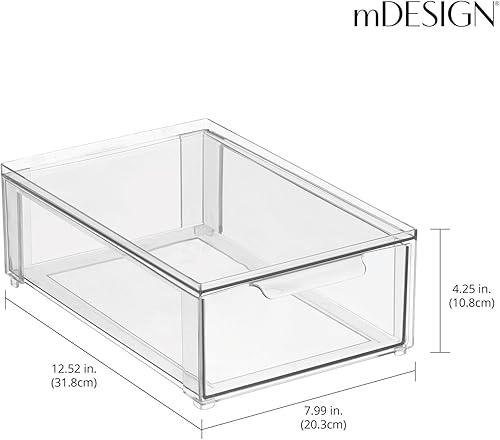 Miniatura 4 de mDesign - Caja de almacenamiento apilable de plástico con cajón extraíble, Contenedor para organizar zapatos de hombre y mujer, sandalias, cuñas,