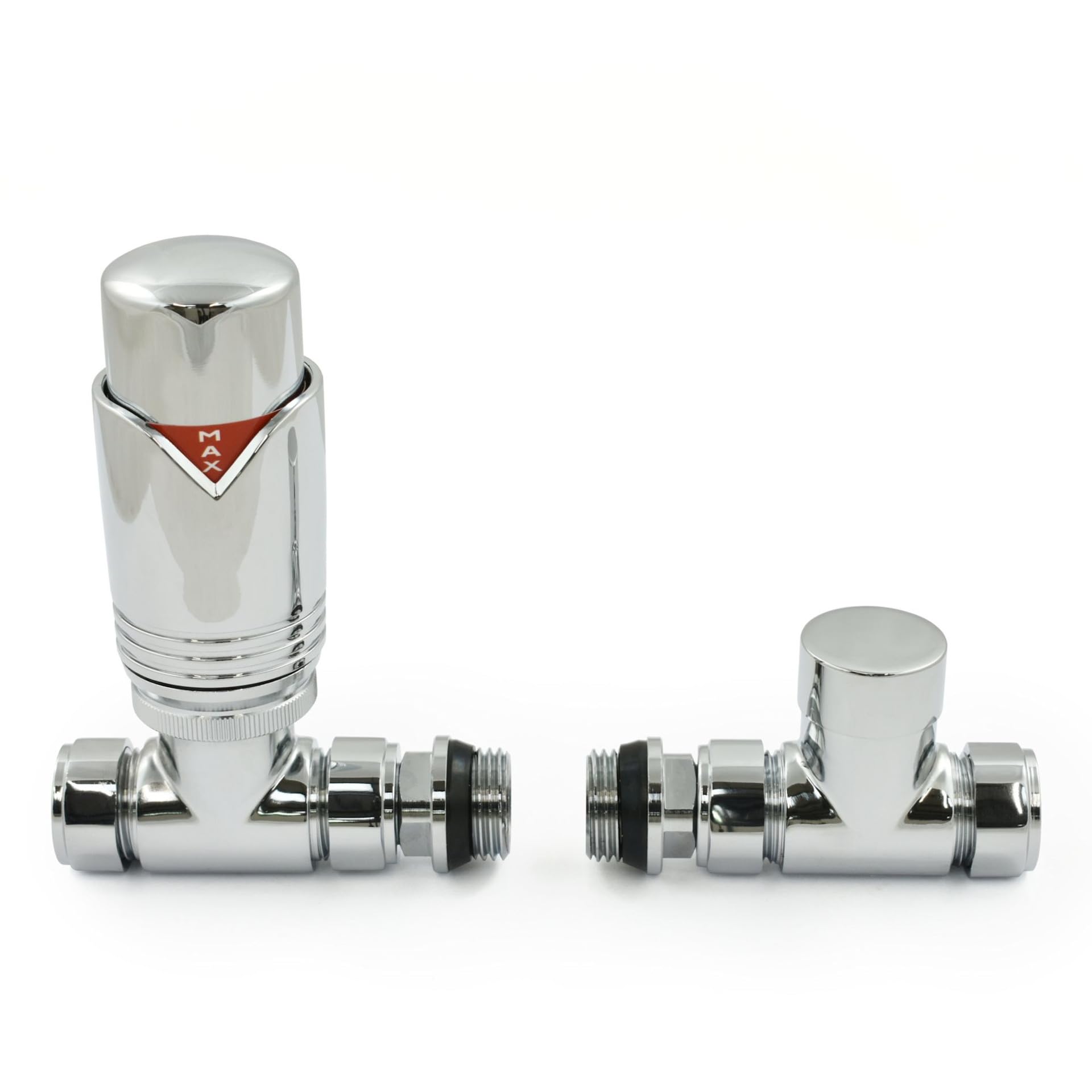West Radiators Realm Thermostatic Radiator Valve Set - Chrome Radiator Valves Inc. Straight Trv & Lockshield