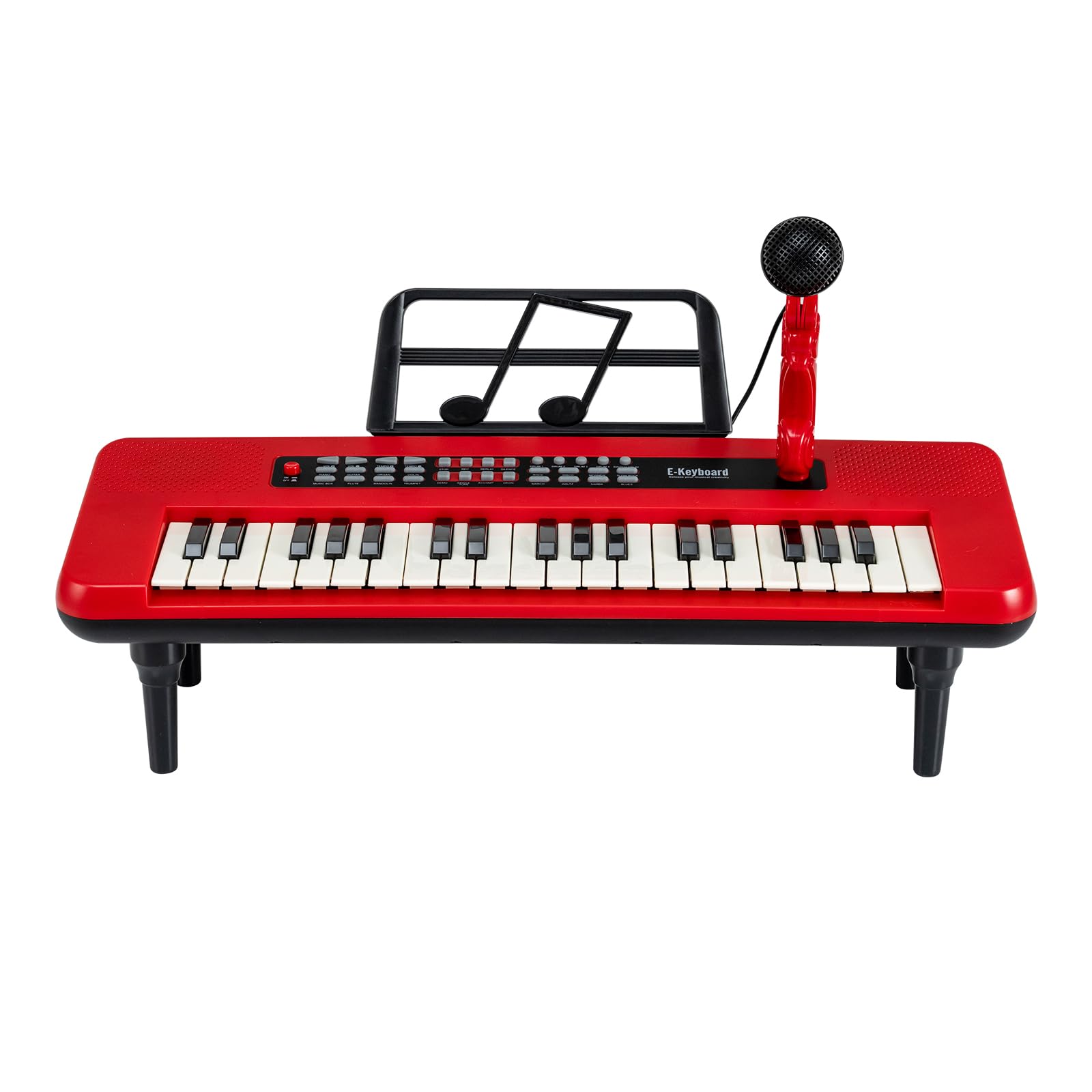 GYMAX Kids Piano Keyboard, 37 Keys Children Piano with Music Stand, Microphone and Detachable Legs, Educational Electronic Keyboard for 3+ Years Old (Red)