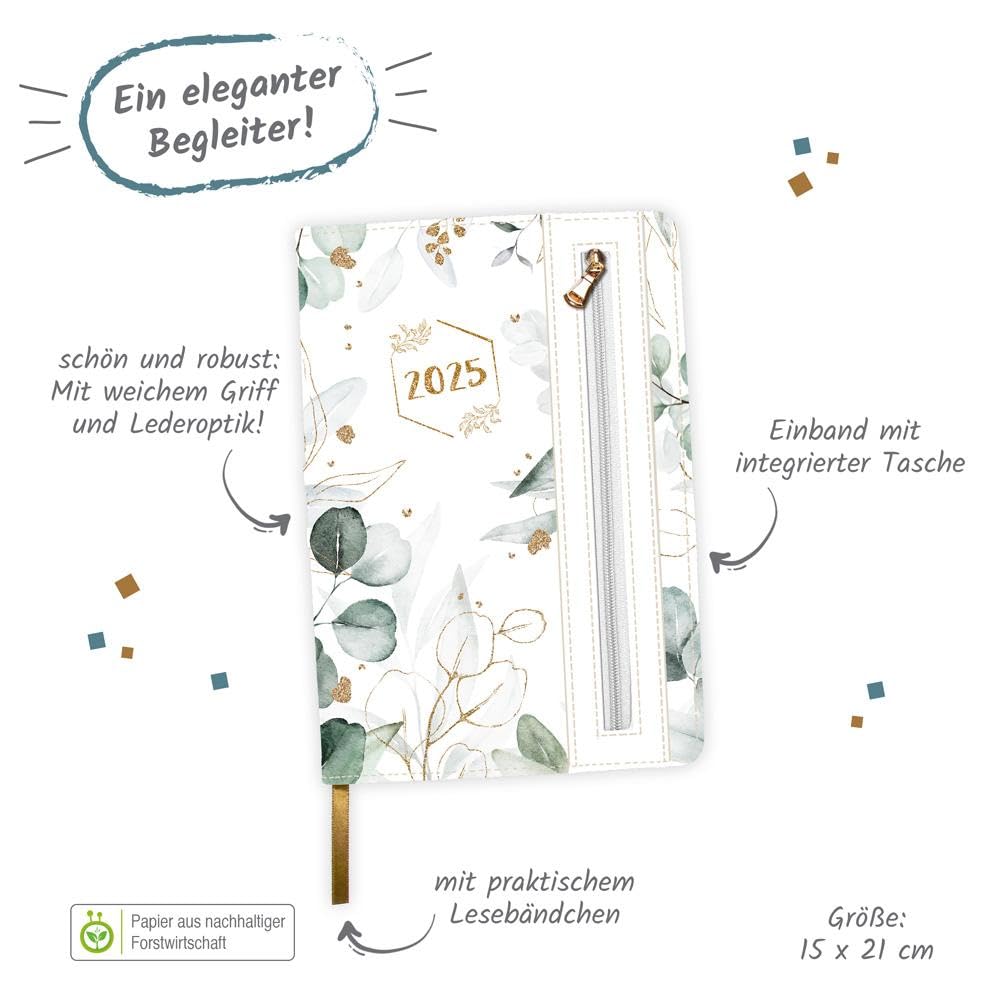 Trötsch Weekly Planner A5 with Pocket Flowers White 2025: Weekly Appointment      Calendar – July 11, 2024