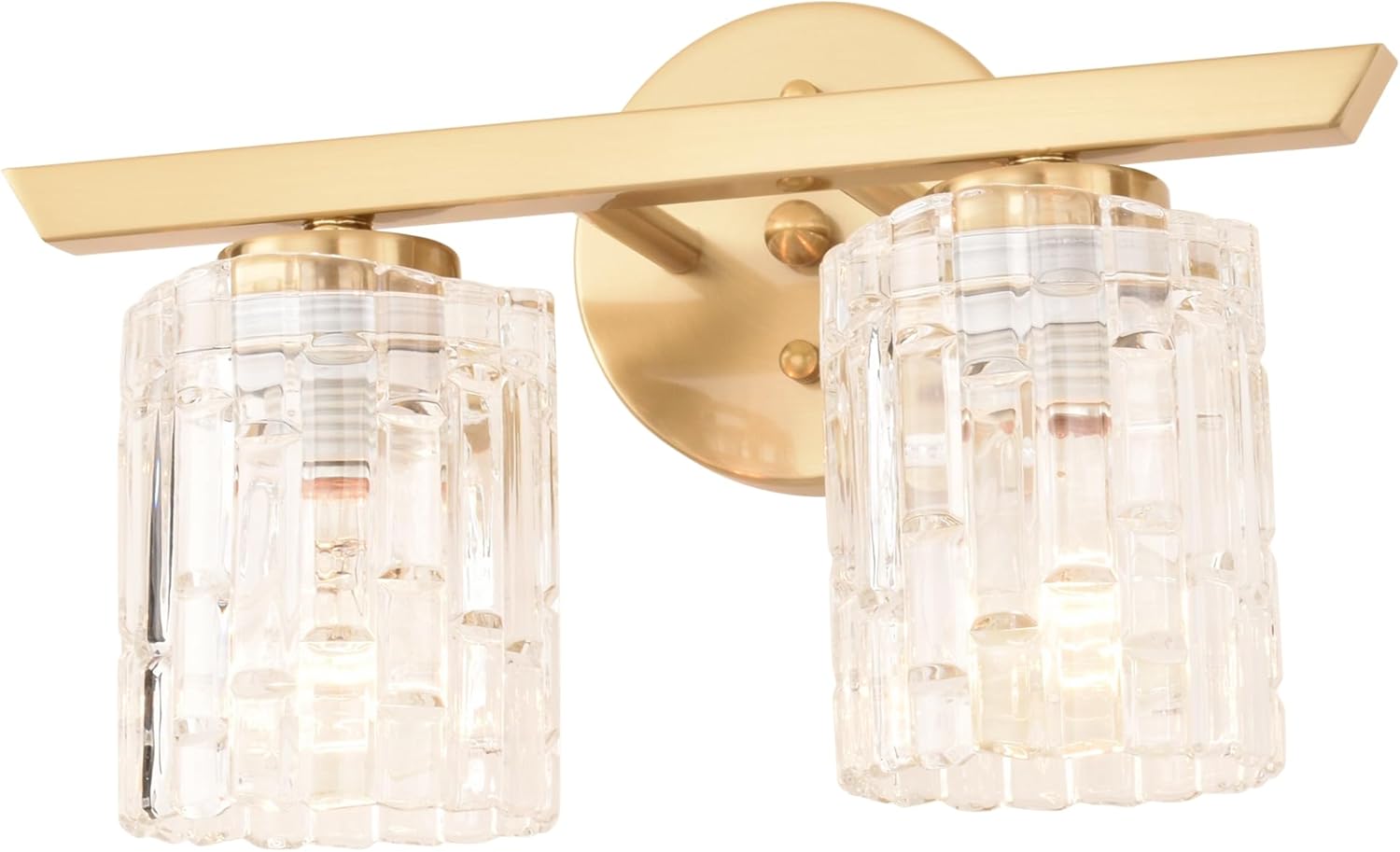 ALICE HOUSE Luces de tocador de 13.8 pulgadas, 2 luces de montaje en pared, luces de baño de latón cepillado sobre el espejo, iluminación de baño,