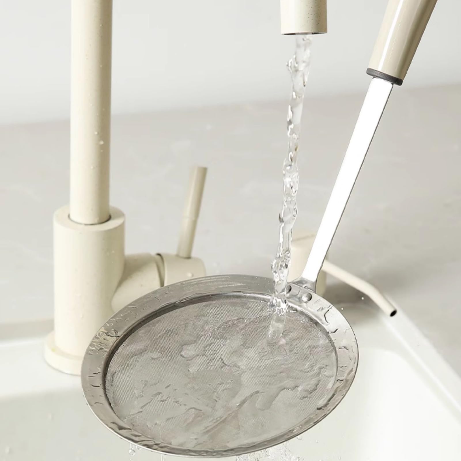 Colador de acero inoxidable 304, colador de harina de acero inoxidable, colador de malla fina, colador de cocina con asa, colador para el hogar, cuchara con fugas (10 cm, 12 cm, 14 cm)