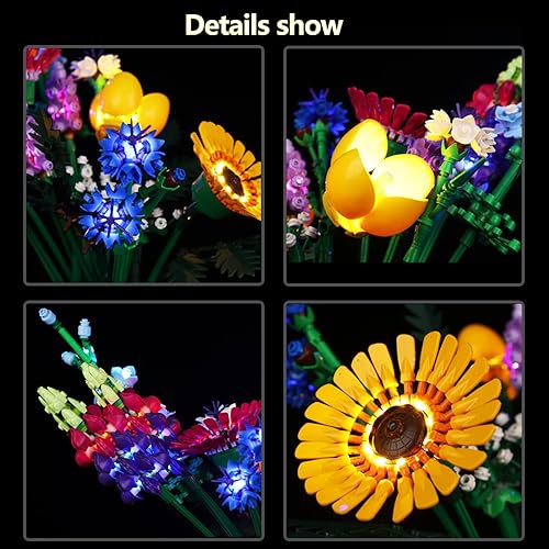 Miniatura 3 de Kyglaring Kit de iluminación LED (sin modelo) diseñado para Lego Icons Wildflower Bouquet 10313 Kit de construcción de modelos de flores