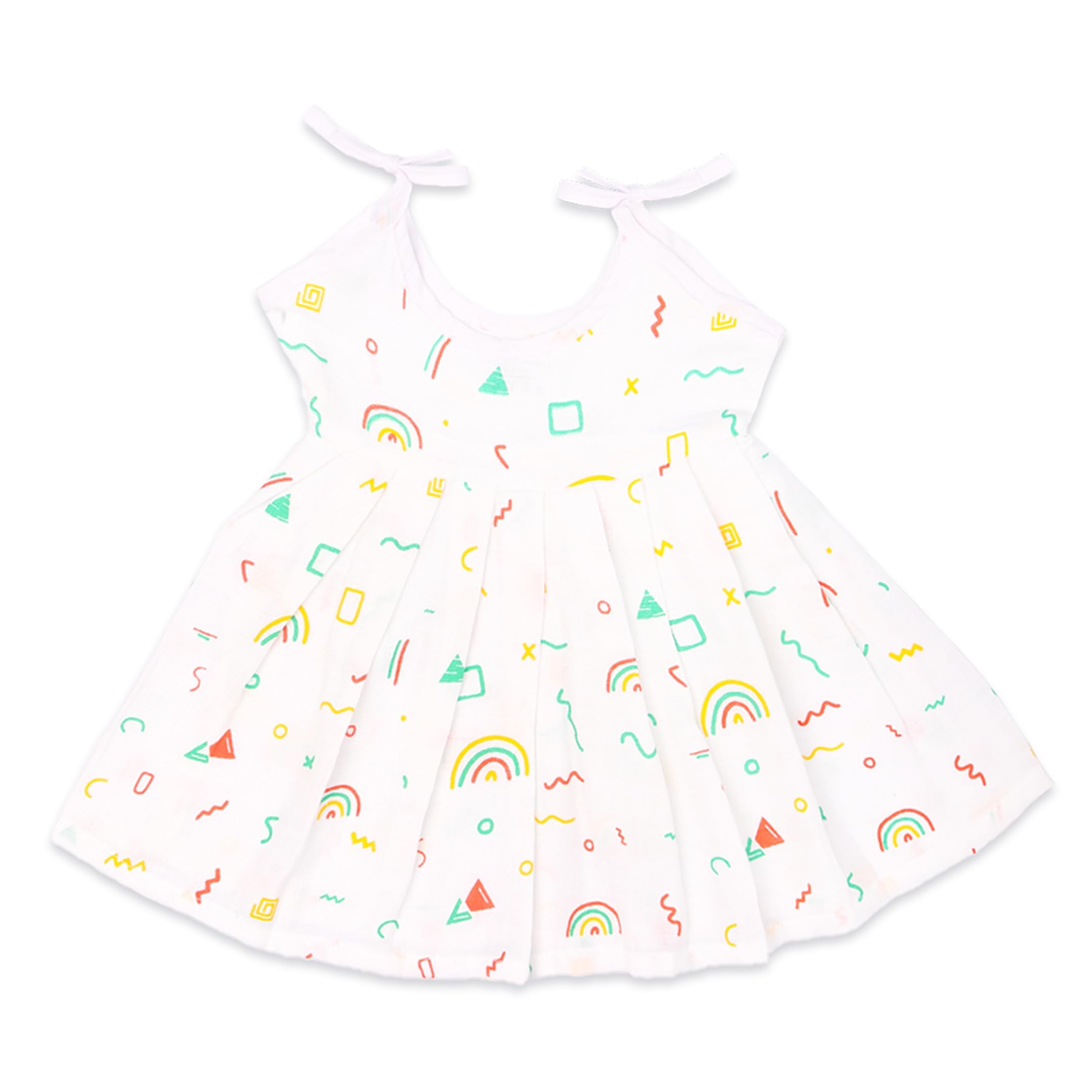 Kidbea® Extra Soft Muslin Fabric Baby Girls Frock | Pack of 5 | Rainbow, Cute Chick, Butterfly, Space and Tiger Print Size 0-3 Months - Image 5 thumbnail