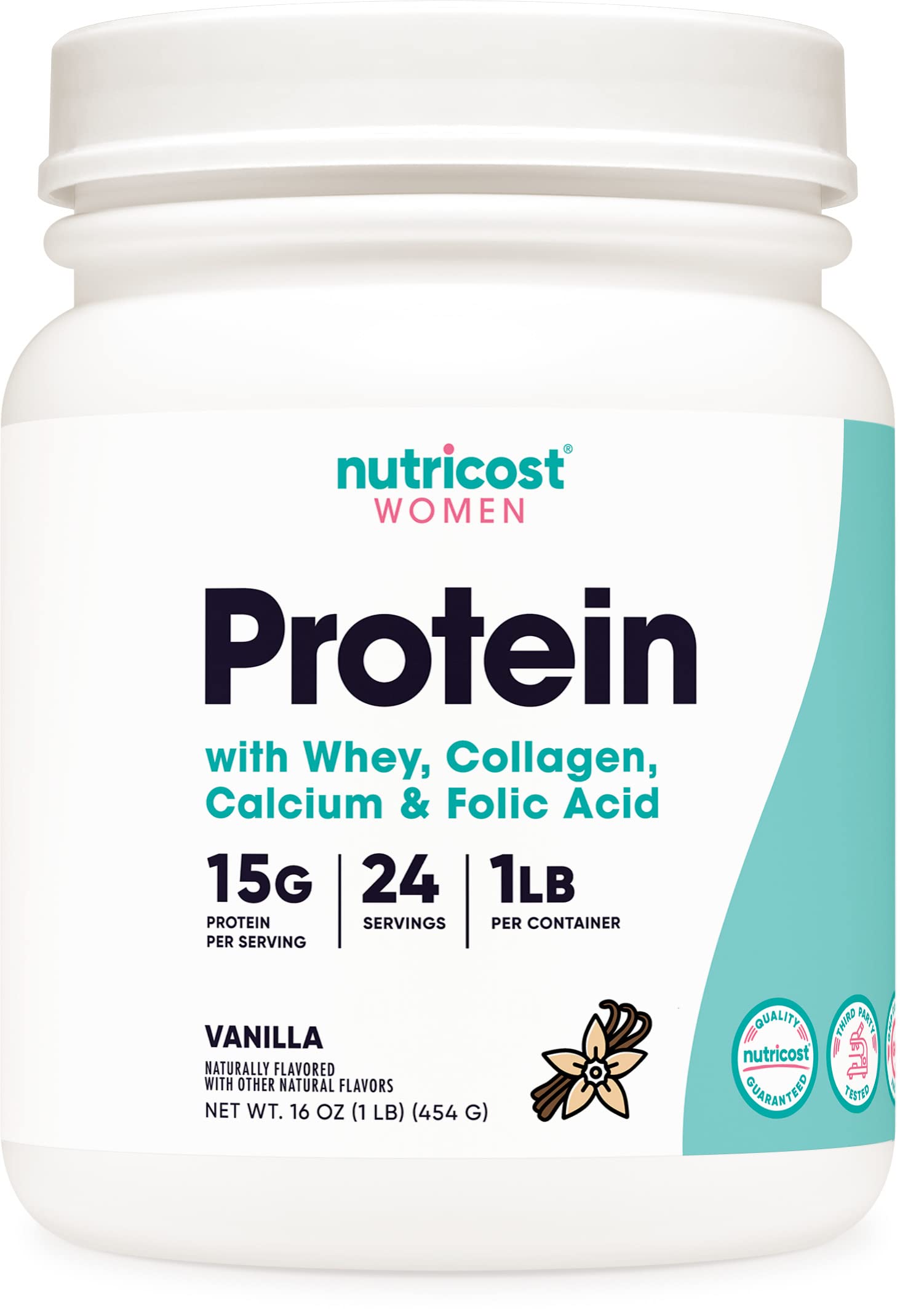 Nutricost Protein for Women, Vanilla, 1 LB - Collagen, Whey, Folic Acid, Biotin, Calcium