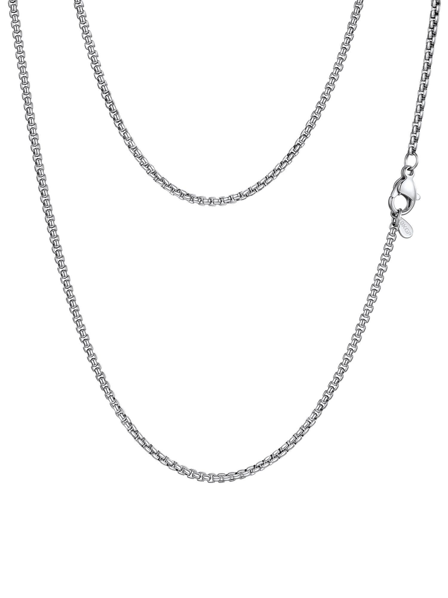 PROSTEEL Halskette Herren Damen Edelstahl Kette - Venetian Box Briolette Kette Silber/Gold/Schwarz Breite 2mm/3mm/6mm/8mm Länge 46-81cm Schmuck für Männer Jungen