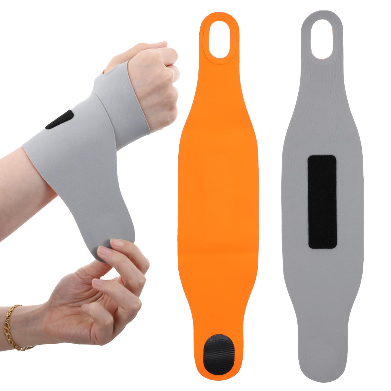 2PCS Ulnar Wrist Brace for Carpal Tunnel, Ultra-Thin Wrist Wraps for Pain Relief Elastic Hand Braces Compression and Support for Fitness Enthusiasts for Right & Left Hand (Gray, Orange)