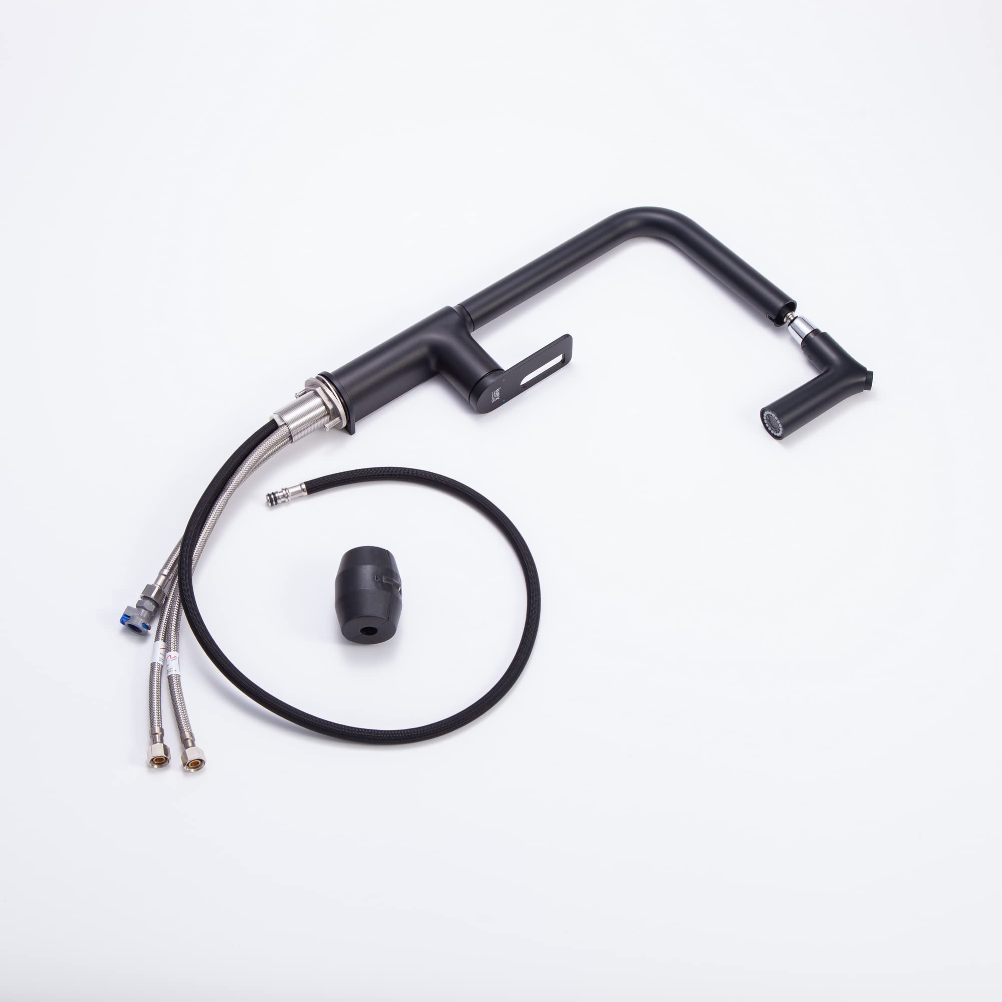 INEX EUROPA Robinet de cuisine avec tuyau amovible 5 ans de garantie noir mat en acier inoxydable modèle KED88588 économie d'eau haute pression réglable