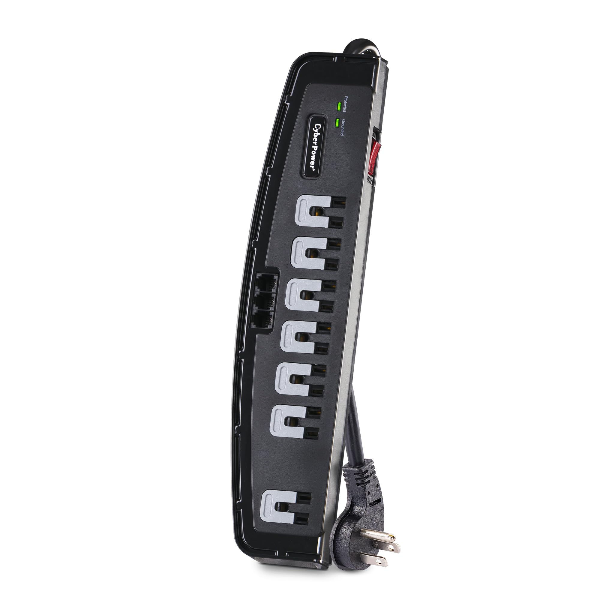 CyberPower CSP708T Professional Surge Protector + TEL Protection, 1650J/125V, 7 Outlets, 8ft Power Cord