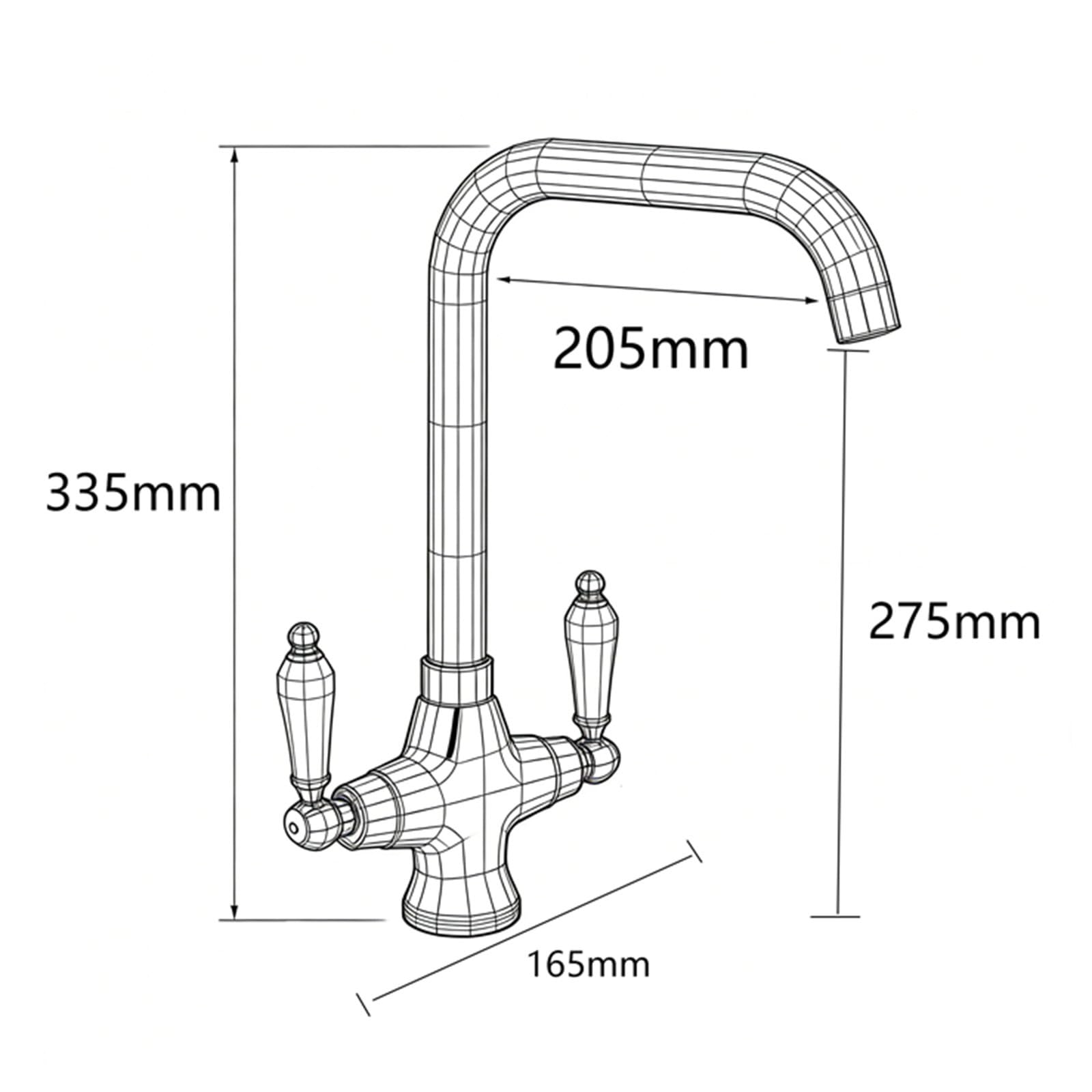Grifo de Cocina Caño Alto con Dos Manijas de Cerámica Grifo Mezclador Cocina Giratorio 360° Latón Un Solo Orificio,Cromado