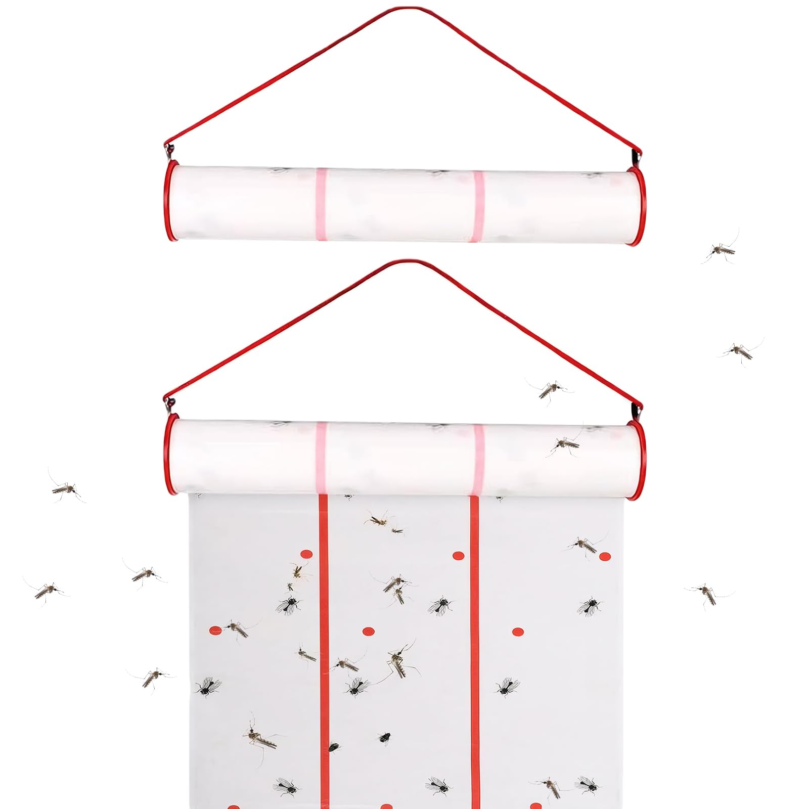 StaZamor 2PCS 13.12ft Sticky Fly Paper Roll, Fly Ribbon Hanging Trap for Outdoor/Indoor, Greenhouse, Stables, Garden, Horizontal or Vertical Use