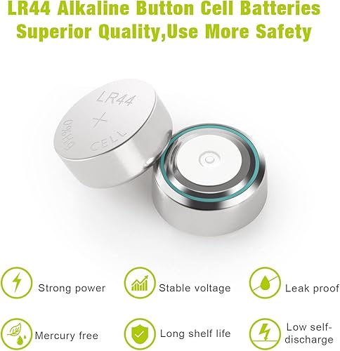 Miniatura 4 de Soshine 48Pack Lr44 AG13 l1154f 357 303 a76 l44 1.5V batería de botón lr 44 discos pilas alcalinas (5 años de garantía) (48)