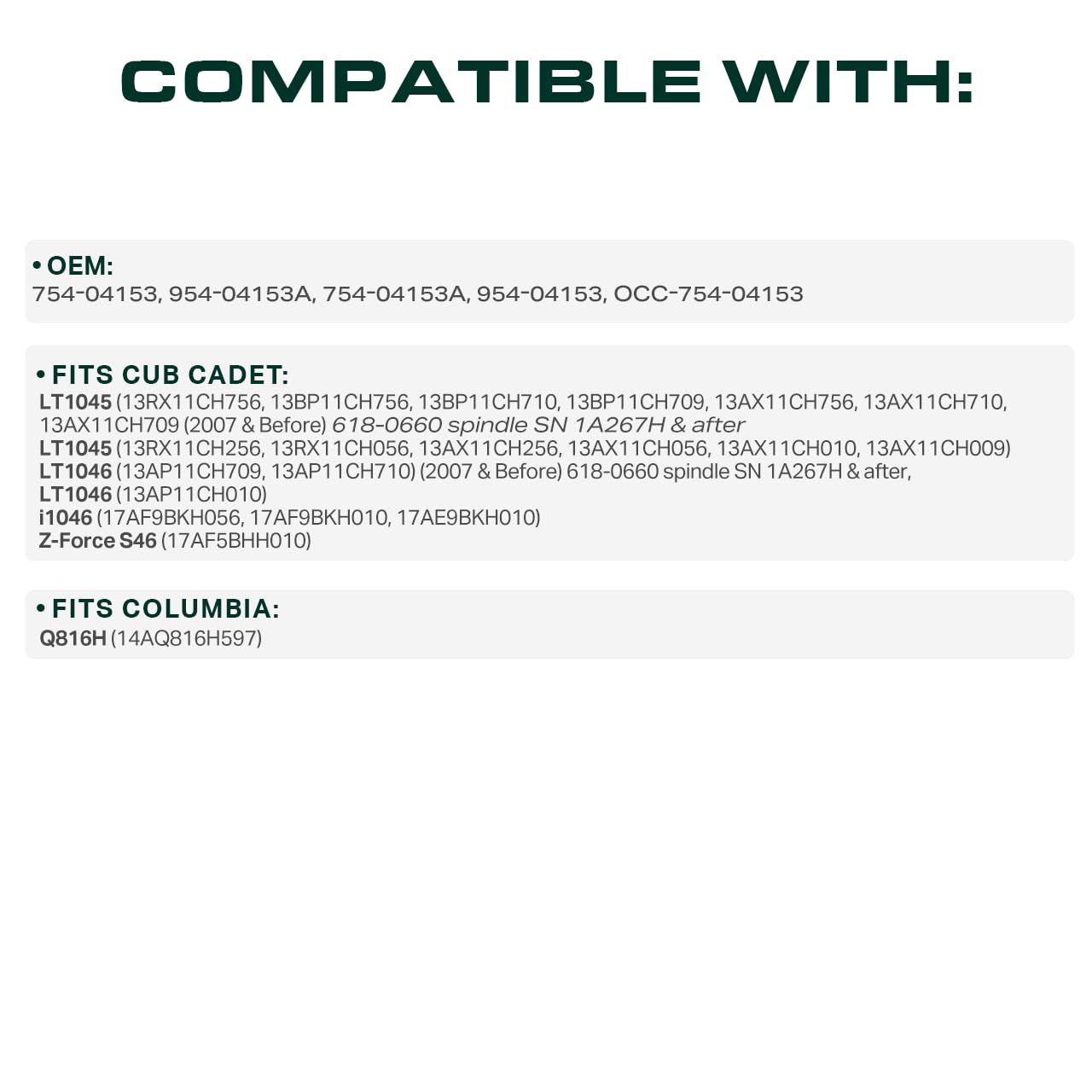 UDC Parts 954-04153 - Cinghia di trasmissione per tosaerba in aramide, 309,9 cm, per Cub Cadet 954-04153A 754-04153