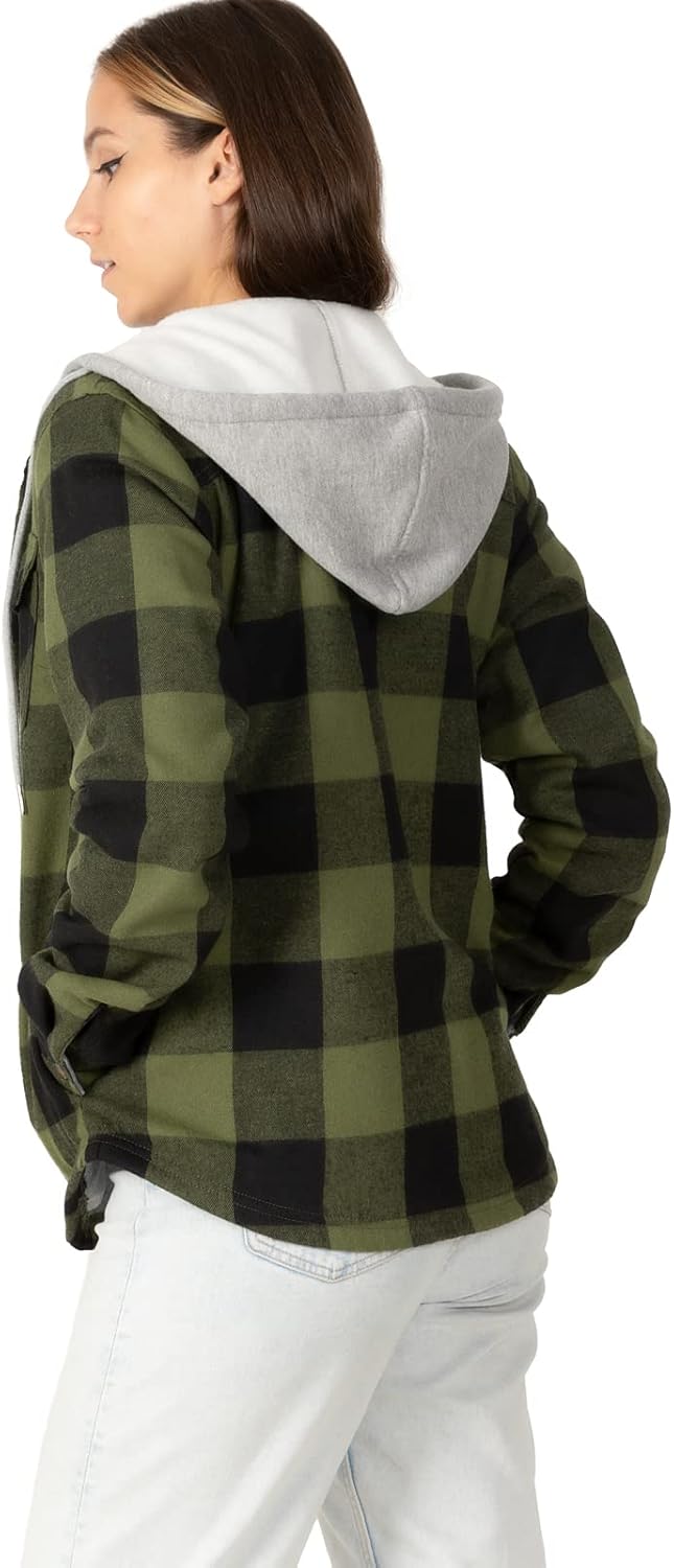 ZENTHACE Women's Thermal Fleece Lined Plaid Button Down Flannel Shirt Jacket - Image 3