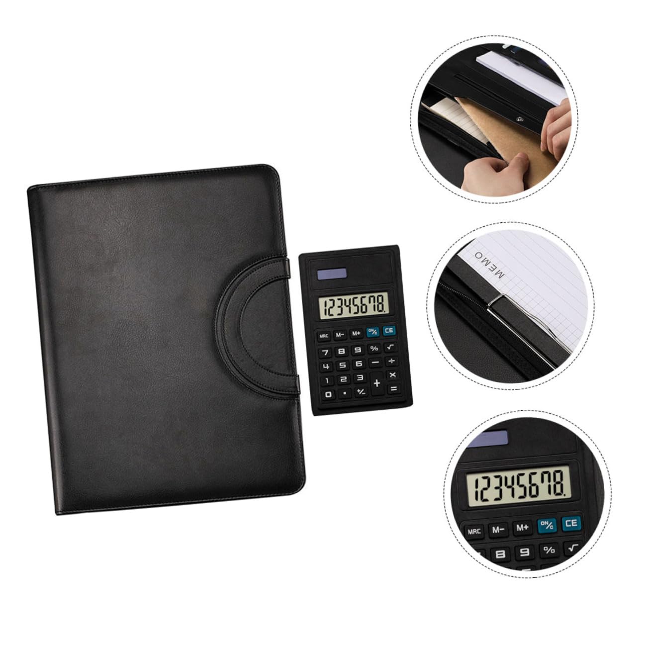 Artibetter Carpeta de Portafolios de Negocios A4 con Cremallera, Pu Negro | Organizador de Documentos, Carpeta Archivador y Carpeta Portadocumentos, Decoracion Colegio, Material de Oficina