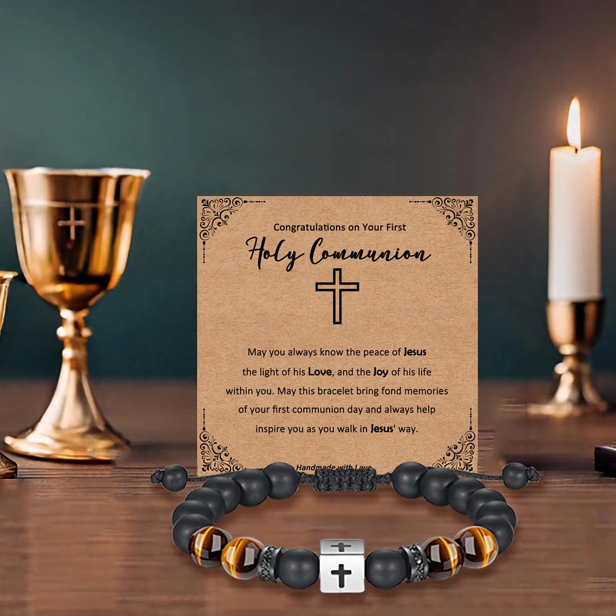 Cadeau de première communion, de confirmation pour garçons, bracelets en croix, cadeaux chrétiens pour homme, Saint-Valentin, Pâques, Noël, anniversaire, pour fils, petit-fils, filleul