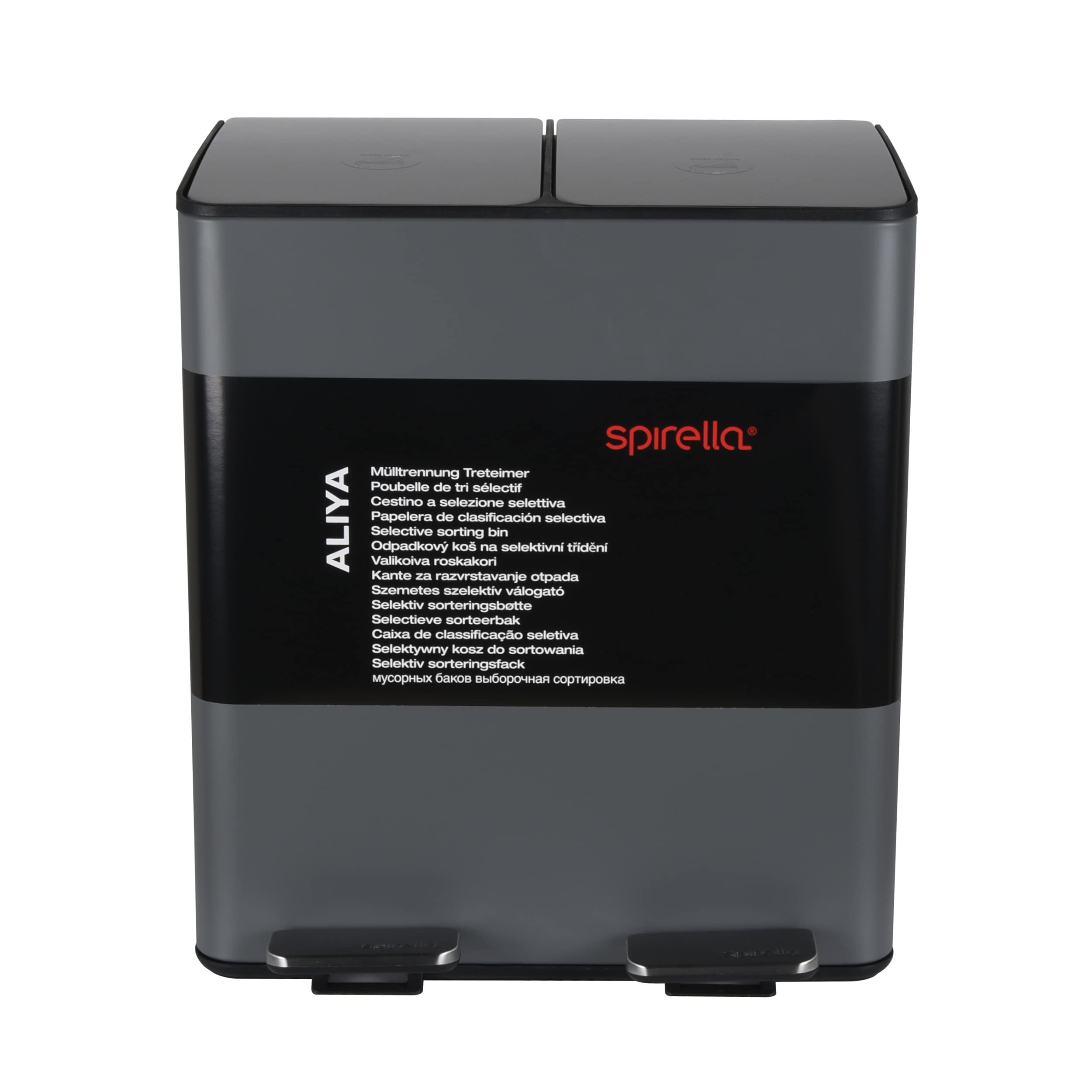 Spirella Aliya Poubelle Cuisine Tri Sélectif 60L (2x30L) Inox Brossé - Soft-Close & Anti-Odeurs