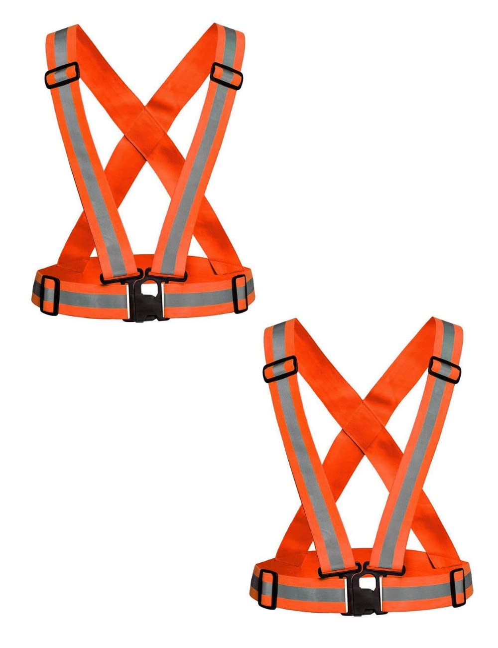 High Visibility Protective Safety Reflective Vest Belt Jacket, Night Cycling Reflector Strips Cross Belt Stripes Adjustable Vest -Orange color-image-17
