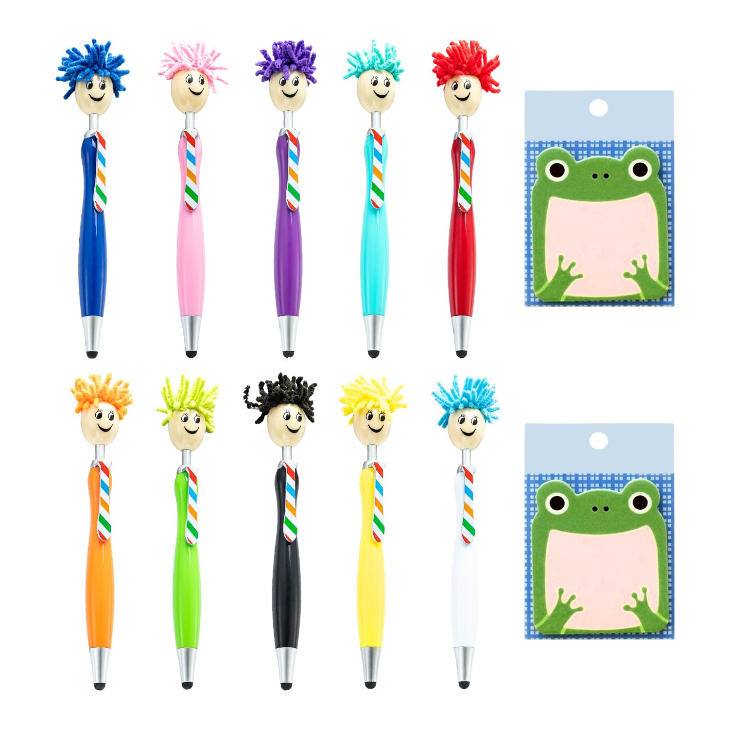 RNFKSU 10 Fun Ballpoint Pens And 2 Pieces Of Note Paper, Retractable Creative Pen Design, Multifunctional Children'S Stationery, School Office Supplies.