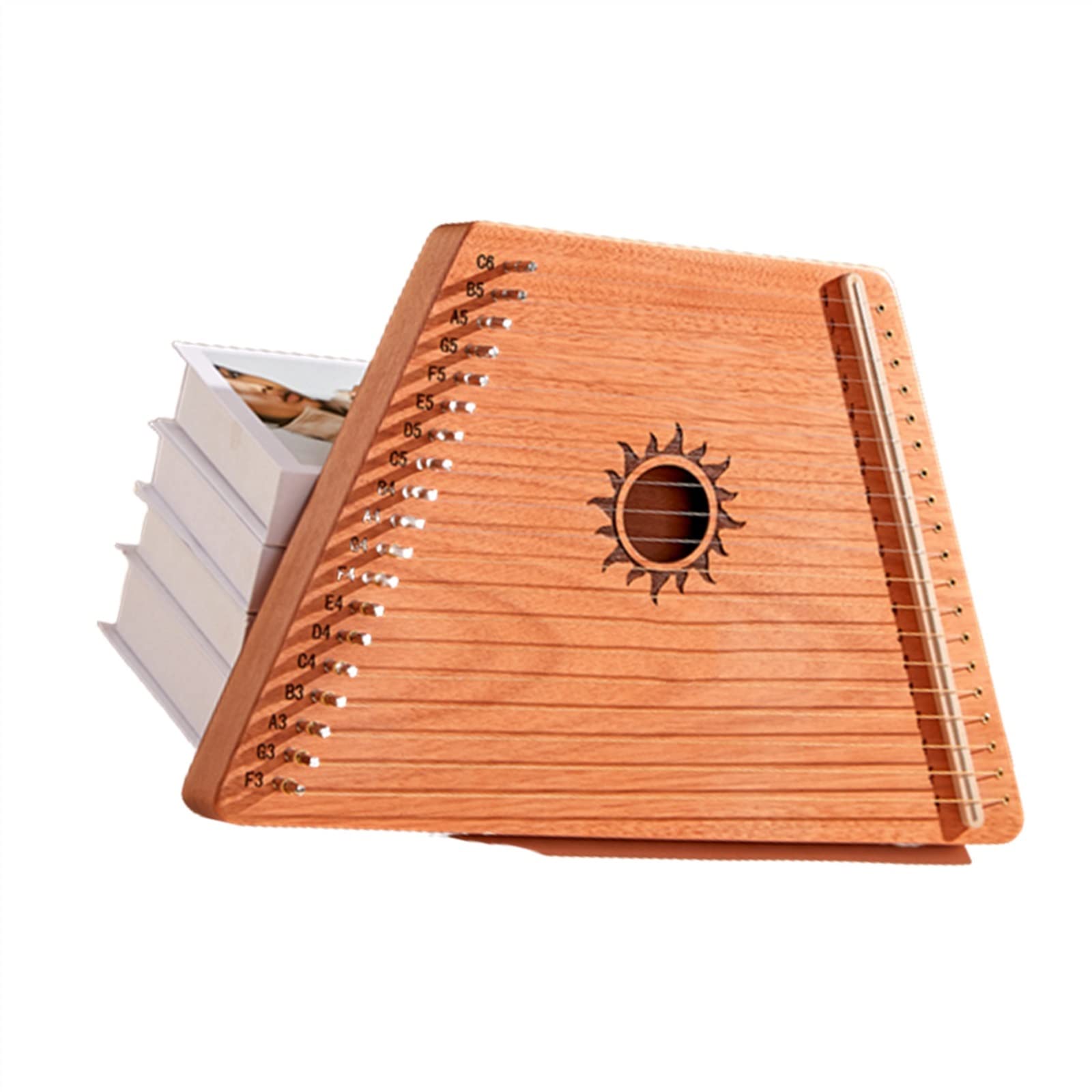 Harfen 19 Saiten Harfenleier Tragbare Harfe Mahagoni Für Kinder Harfenleier Musikalisches Anfängerinstrument (Color : 2)