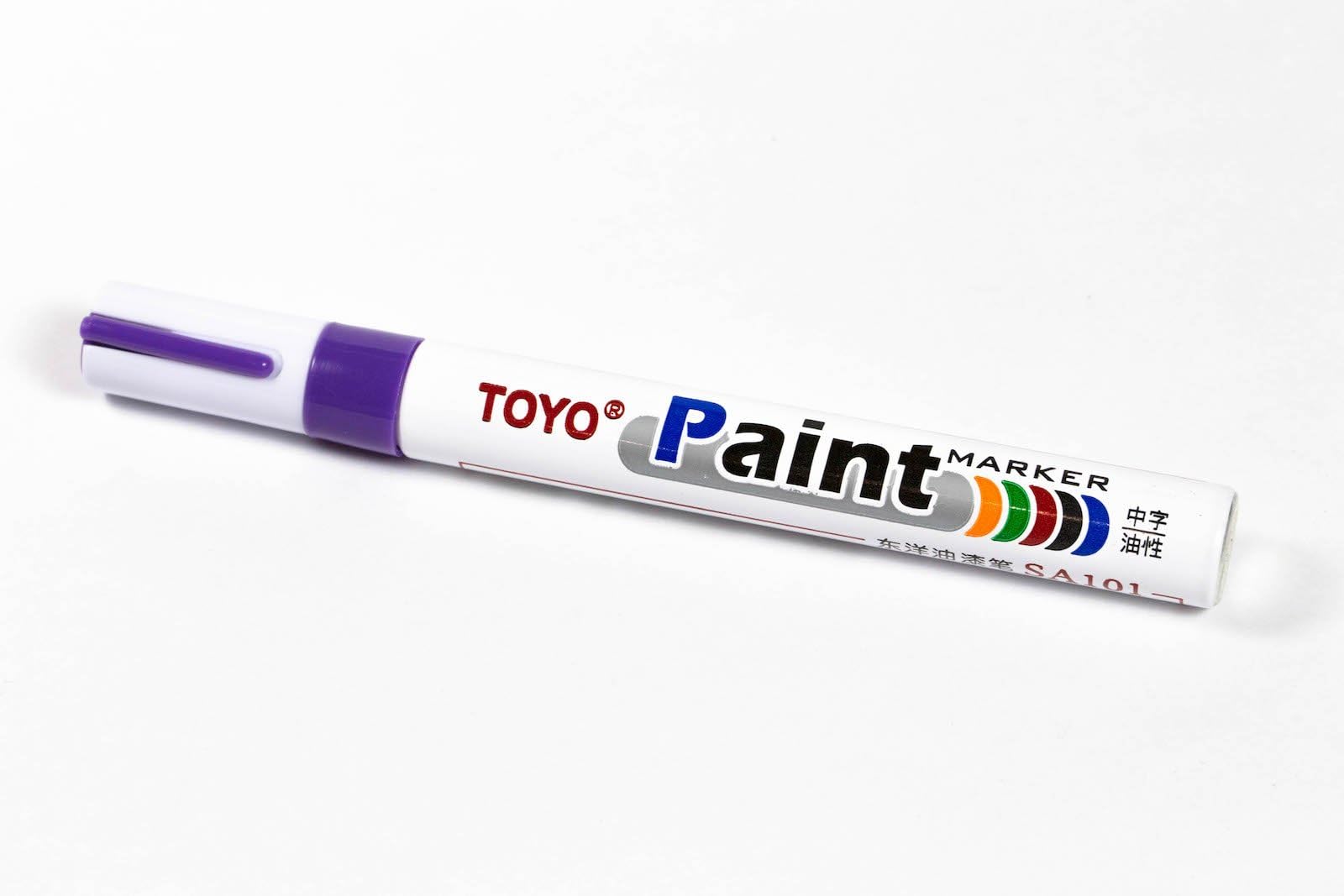 Toyo Permanent Marker for All Surfaces (Tyres, Car Bodywork, Plastic, Metal, Glass, Leather) Indelible Permanent Oil Paint Marker 12ml, Weather Resistant