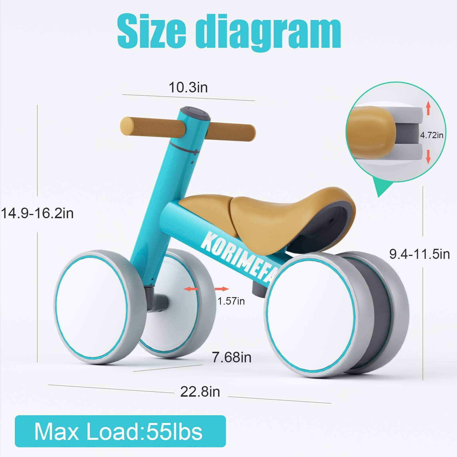 KORIMEFA Baby Balance Bike with 