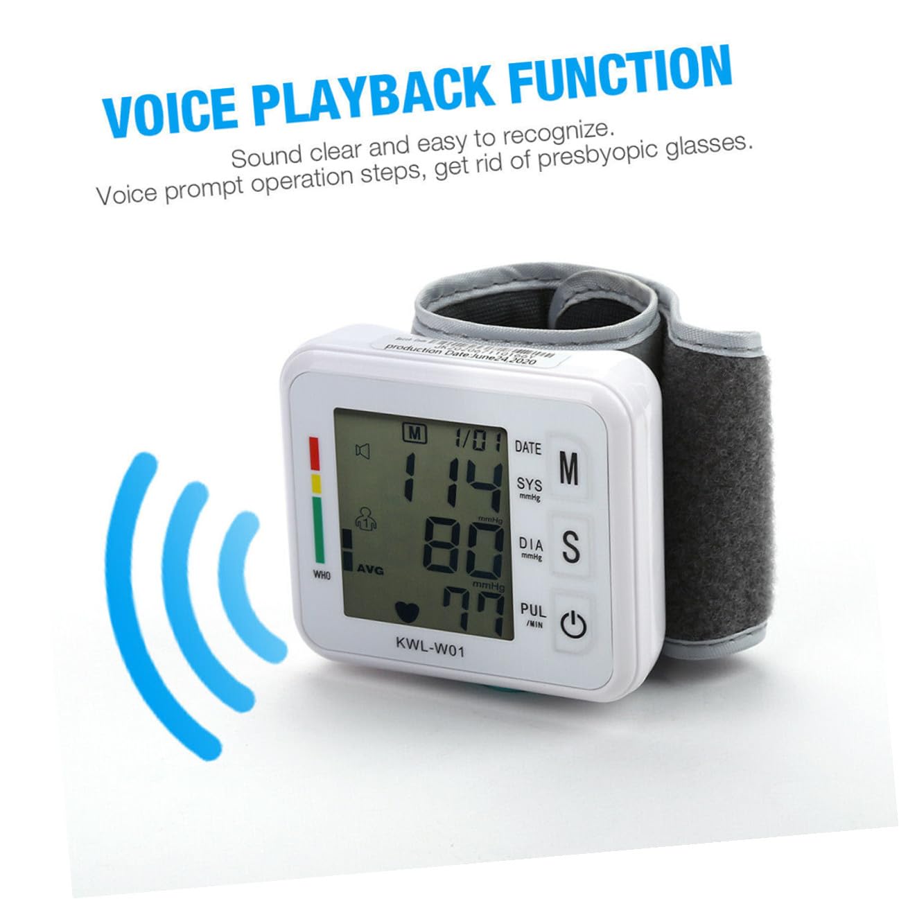 Misuratore Pressione Polso Digitale Portatile Monitor Durevole per Uso Domestico Compressione Automatica Intelligente Design Compatto e Spegnimento Automatico per Anziani e