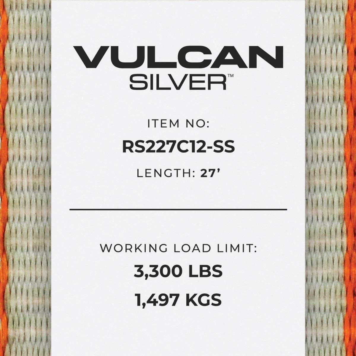 Gеt Sресіаl Prісе VULCAN Ratchet Strap with Chain Anchors - 2 Inch x 27 Foot - 2 Pack - Silver Series - 3,600 Pound Safe Working Load
