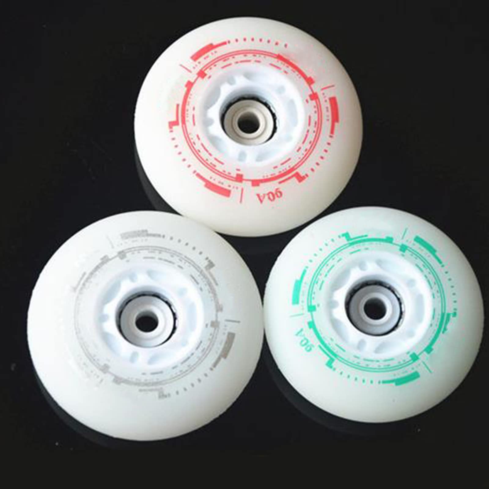 Genérico Ruedas de Repuesto para Patines en Línea Exterior Interior Ruedas con Luz Led de 72 mm, 76 mm Y 80 mm, con Flash Led, Paquete de 8 Unidades.