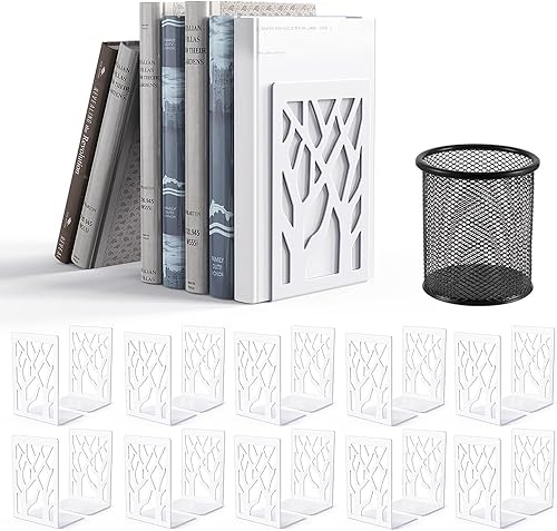 Miniatura 11 de Sujetalibros de metal, extremos de libros pesados para estantes, estante para libros, decoración del hogar, soportes negros