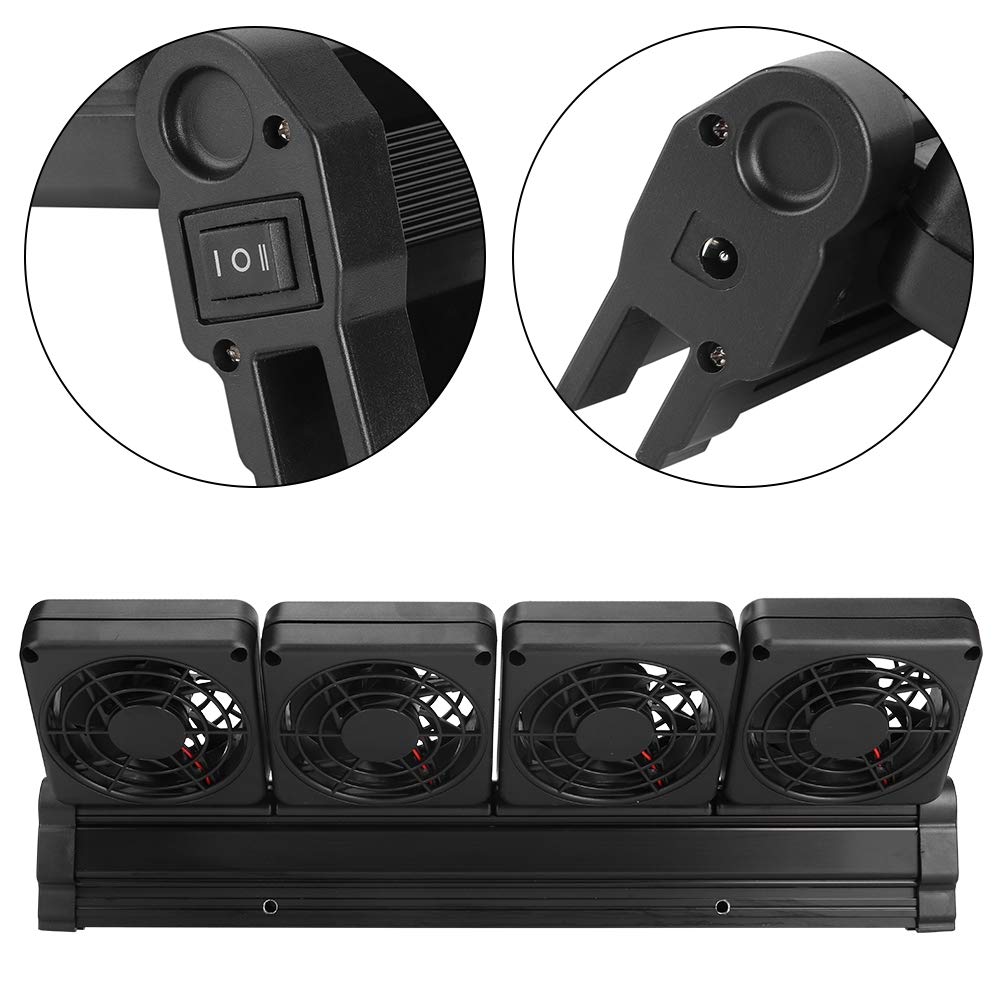 Rengue 4-Kopf-Aquarium-Kühlventilator mit um 100 Grad Drehbarem Hang-On-Design für Aquarien, Einstellbare Geschwindigkeit, Leiser Betrieb Reduziert die Wassertemperatur um 3–4 °C (EU-Stecker)