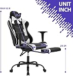 FDW Chaise de jeu Ergonomic Computer Racing Style Bureau chaise réglable High Back Gamer chaise pour le bureau à domicile avec repose-pieds Lombar Support, blanc