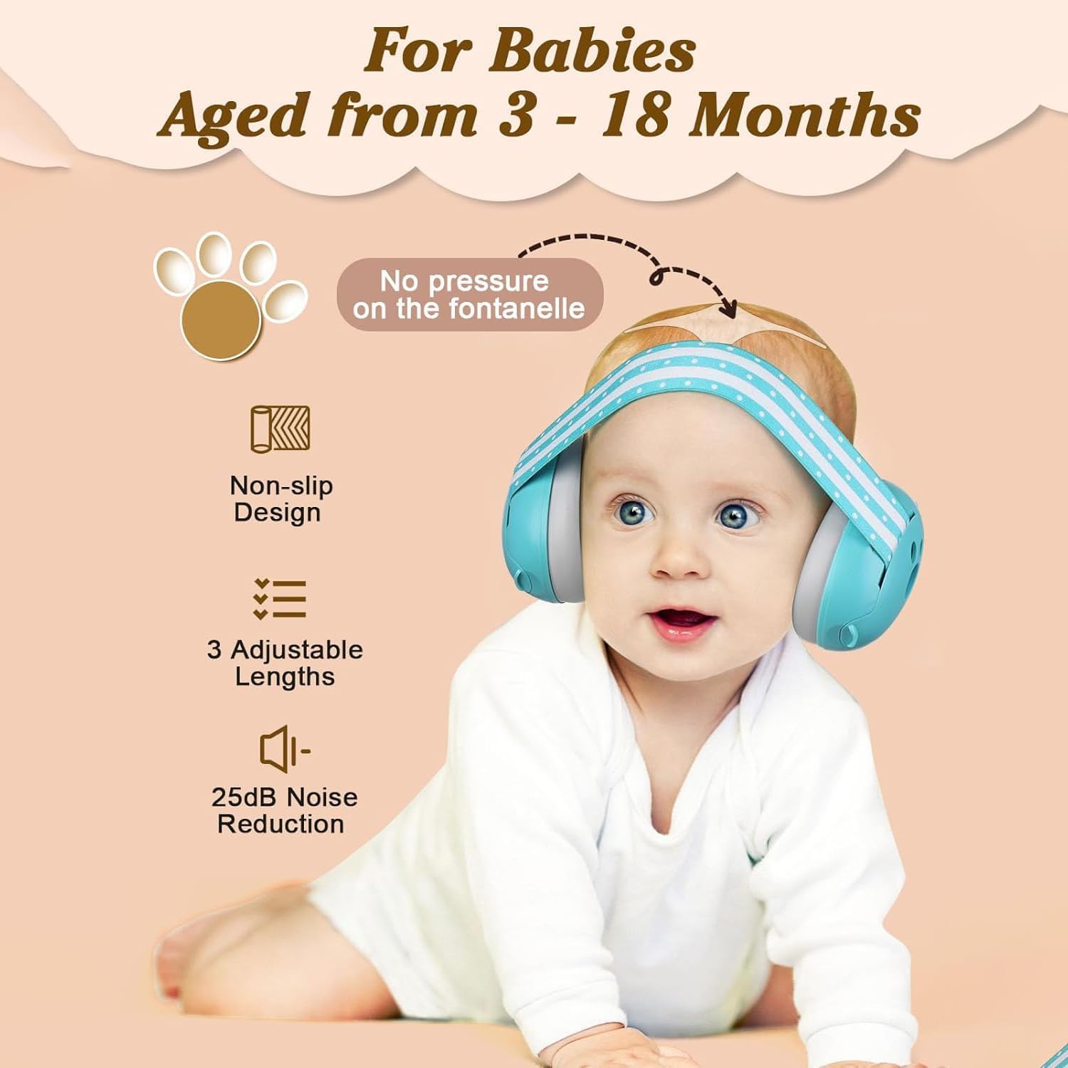 Baybee Noise Reduction Ear Muffs for Baby | Essential Infants Ear Protector Headphones with 25db Noise Cancellation & Adjustable Headband | Improves Sleep, Ideal for Travel, Concerts, Fireworks (Blue) 3