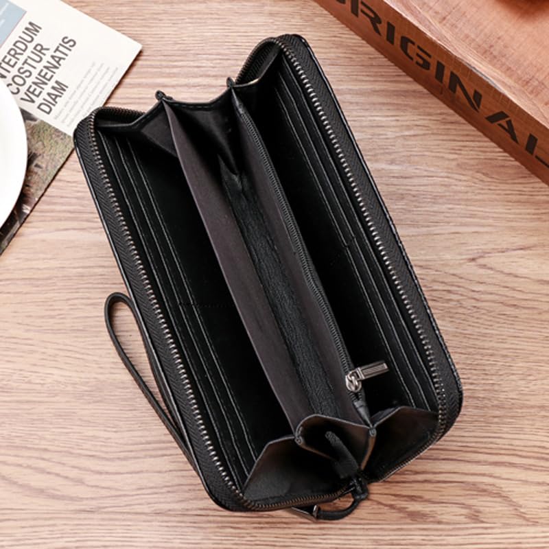 Zipper Long Wallets for Men Personalized Around Wallet Checkbook Cash Credit Card Holder Men Purse Clutch Bag2