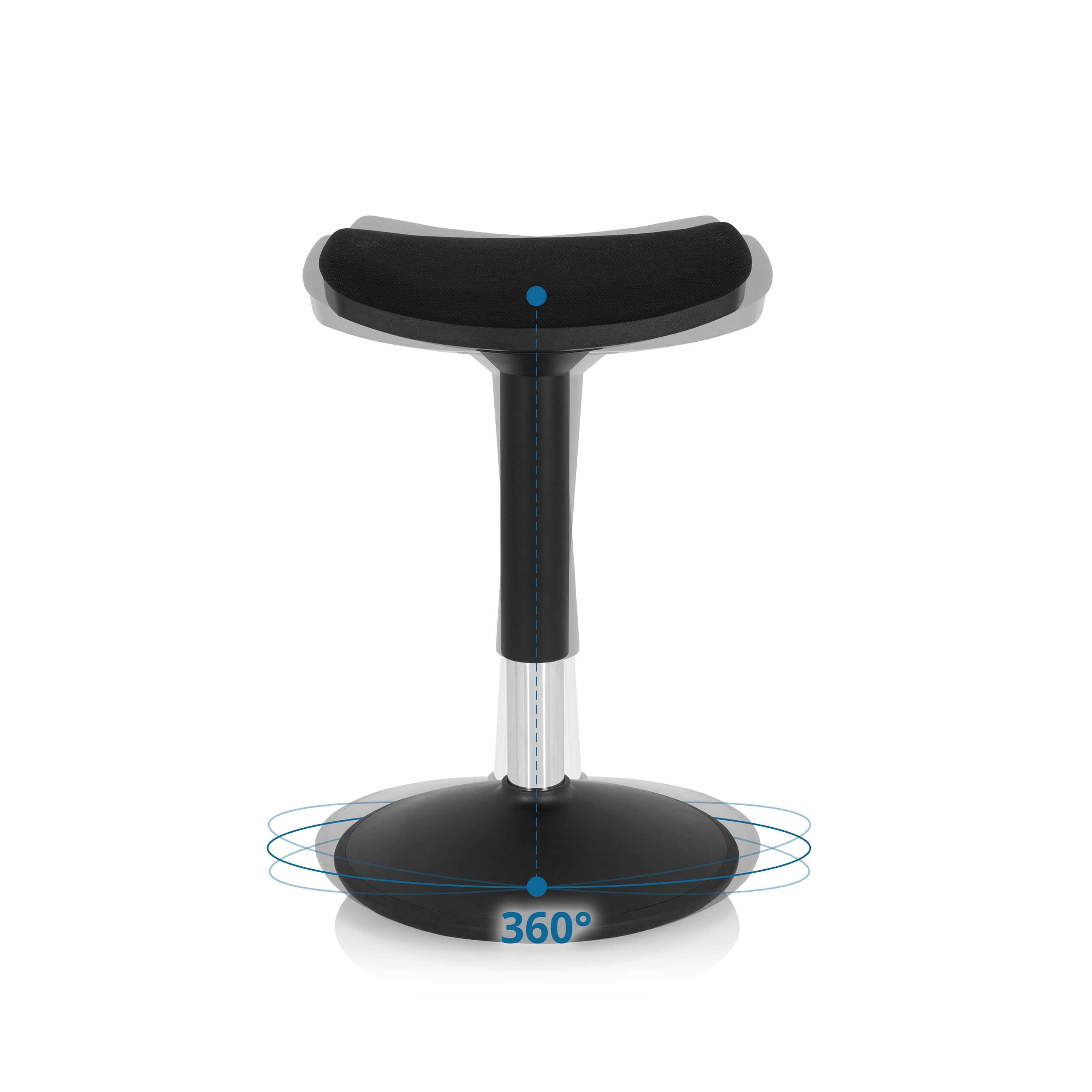 hjh OFFICE 830094 Tabouret Balance Sit I B Noir Tissu, Tabouret Assis Debout, Ergonomique, Réglable en Hauteur, pour Une Position Assise équilibrée et Active