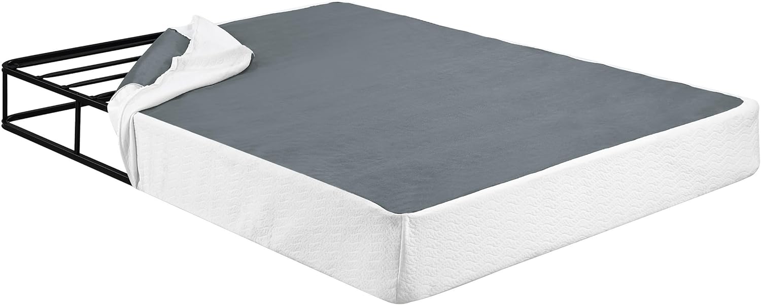 Benjara Zena 9" California King Mattress Foundation- Black Steel- 12 Slats