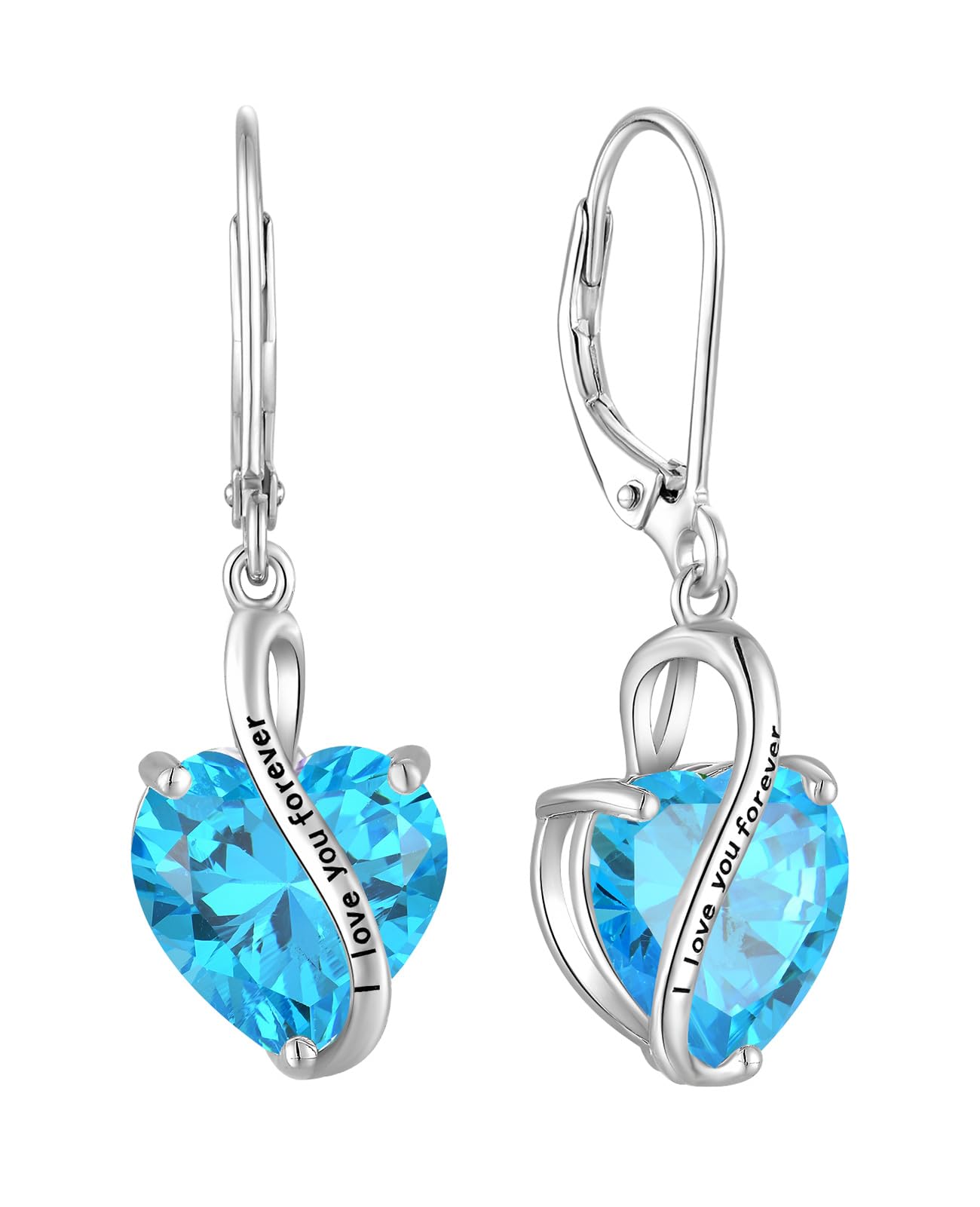 YL Orecchini Cuore Argento 925 con"I love you forever" 12 Pietra Portafortuna Zirconia Cubica Orecchini per donna