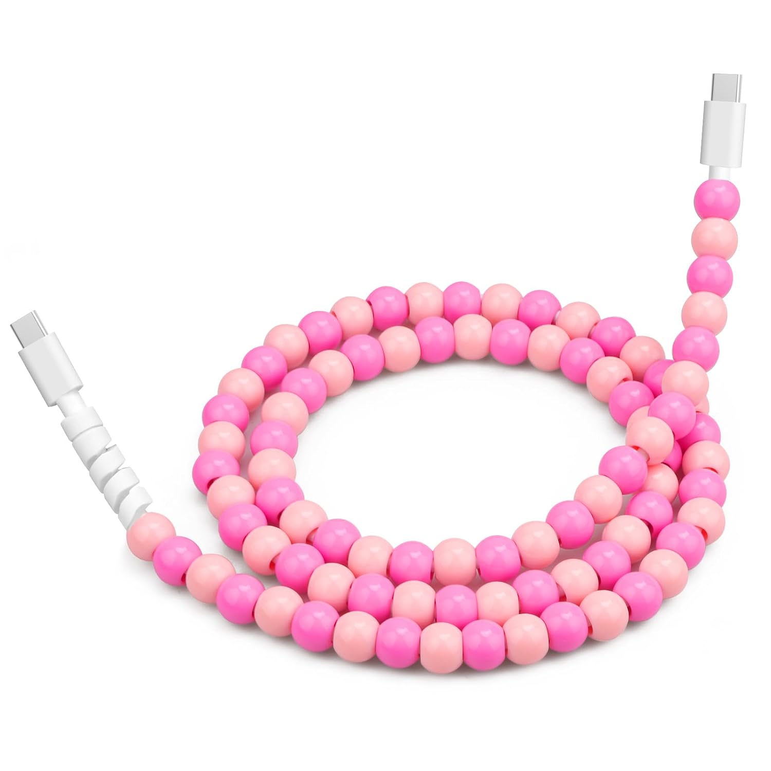 Coolden USB C Cable Type C Charger Fast Charging Cord 3.3FT USB C to USB C Cable for Girls Women Cute Beaded Phone Charger for iPhone 17/16/15 Pro Max, for iPad 10th Gen, for Galaxy S25 Ultra Pink