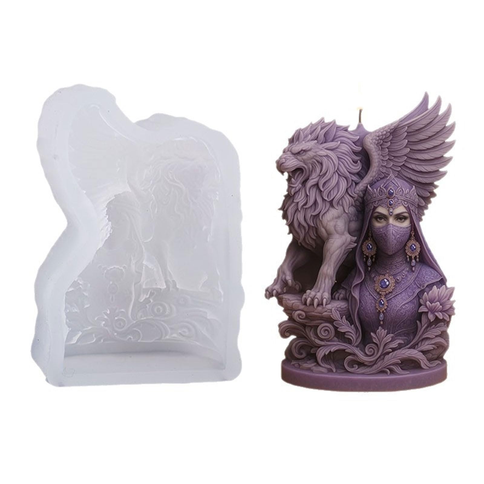 Tsophreniq Mystical Lioness Wing Masked Lady Silicone Soap for Handcrafted Decoration Candlewax