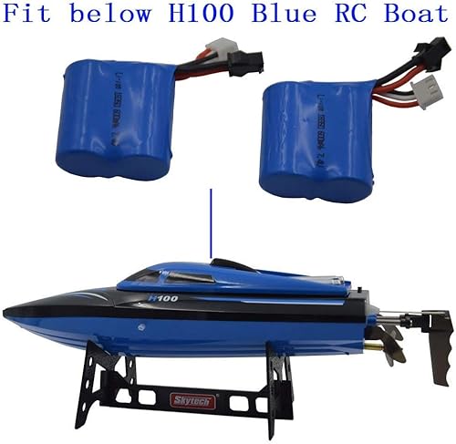 Miniatura 4 de Blomiky 2 baterías de león de 74 V 600 mAh 444 Wh con enchufe SM-2P negro de 2 pines para Skytech TKKJ Blue Boat H100 H102 H106 y H120 RC Ship Boat