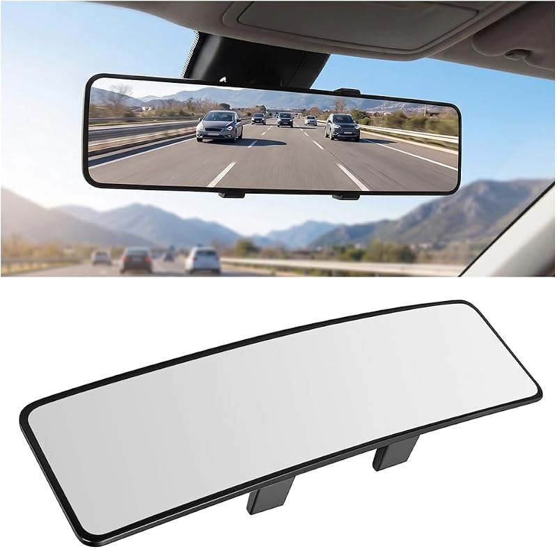 Espelho retrovisor interno panorâmico Ziquruv branco com presilhas – 1 unidade